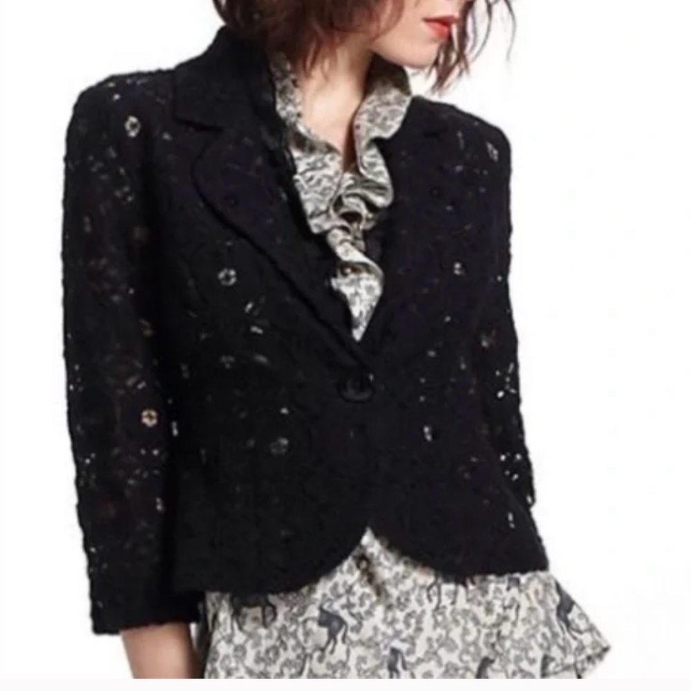 Anthropologie Tabitha Delphinium Lace Blazer, Size 8